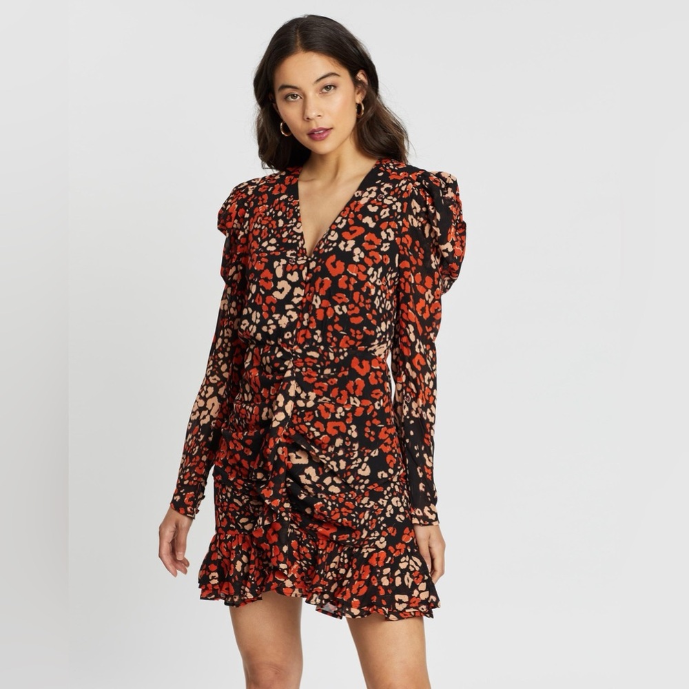 Vici Black Leopard Chiffon Dress